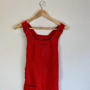 Vintage Luv It Red Canvas Overalls Womens Size 24 Waist Red Excellent Utility
